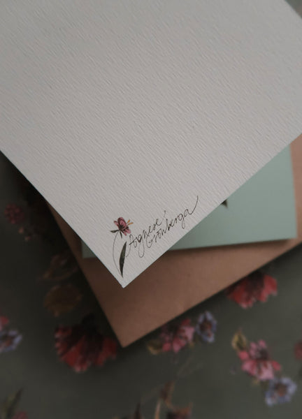 Scarlet red rose small flat card