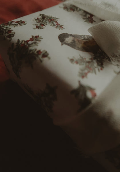 Tit bird white wrapping paper