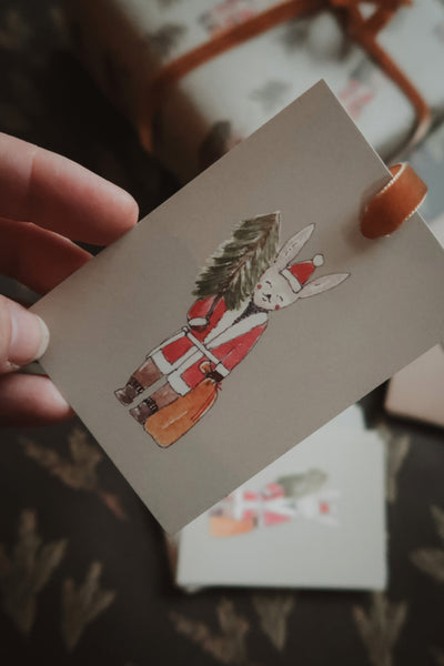 Winter bunny with a tree/small flat card