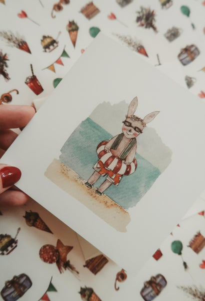 Bunny on the beach, folded card