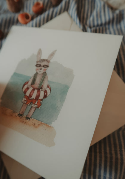 Bunny on the beach, folded card