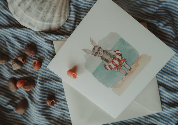 Bunny on the beach, folded card