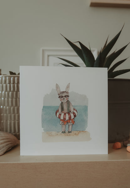 Bunny on the beach, folded card