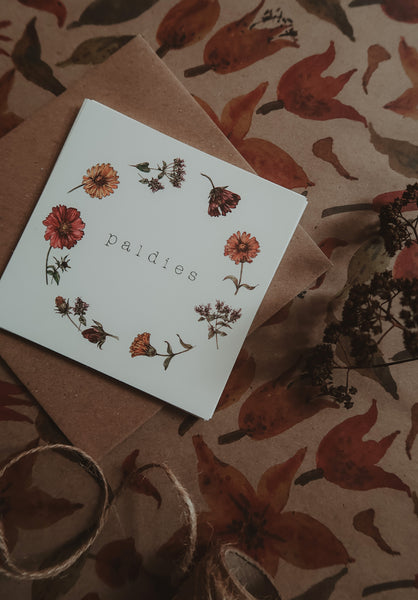 Paldies, square flat card
