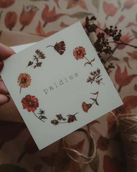 Paldies, square flat card