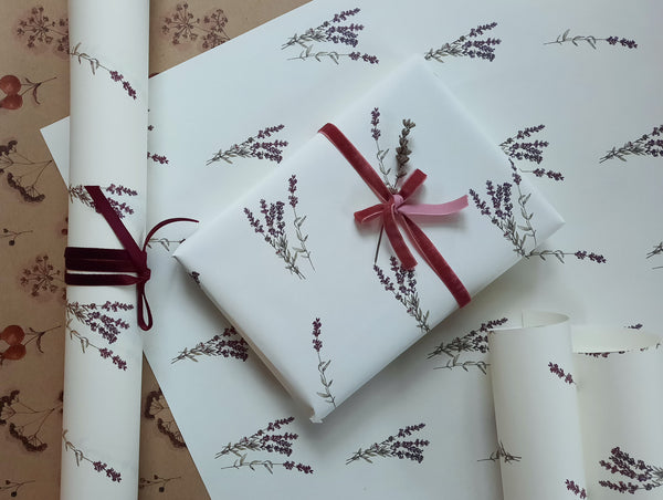 SET OF 3 pieces LAVENDER pure white wrapping paper