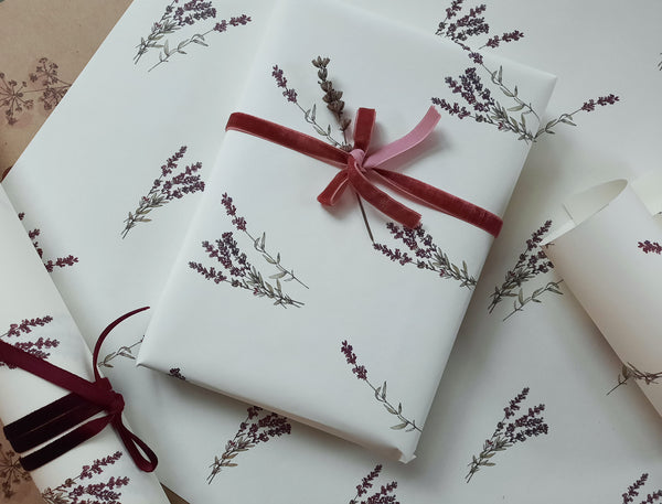 SET OF 3 pieces LAVENDER pure white wrapping paper