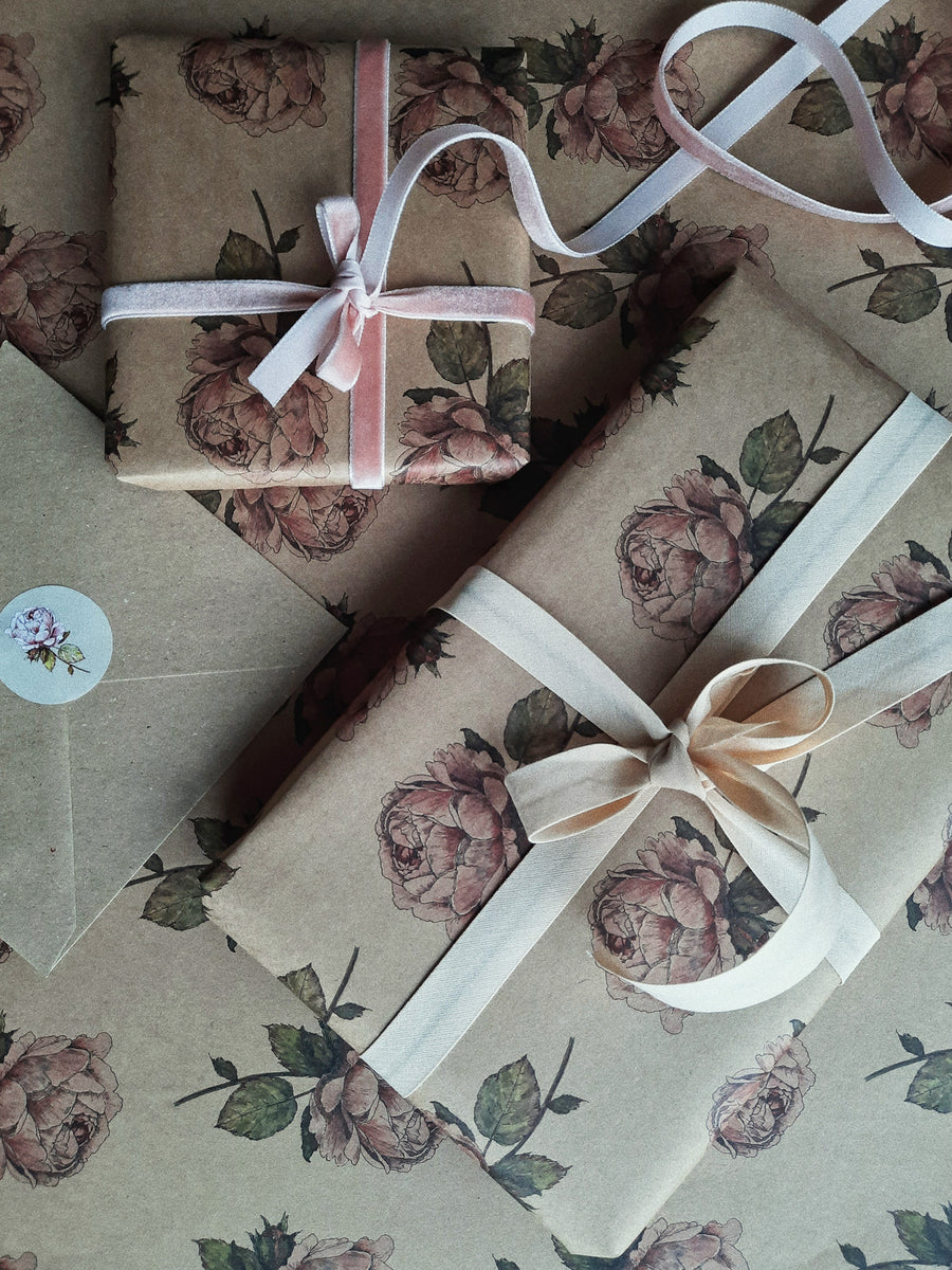 Paper Kraft Wrapping DIY Paper Christmas Wrapping Paper Gift Vintage Home  DIY Long Wrapping Paper Gift Wrapping Rose Christmas Wrapping Paper Set