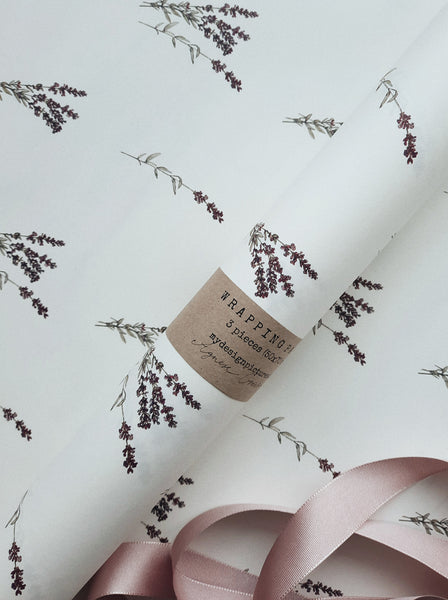 SET OF 3 pieces LAVENDER pure white wrapping paper