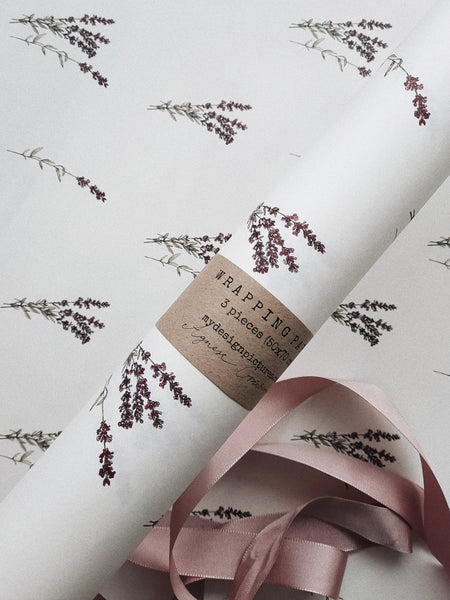SET OF 3 pieces LAVENDER pure white wrapping paper