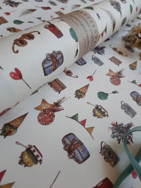 SET OF 3 pieces KIDS PARTY wrapping paper