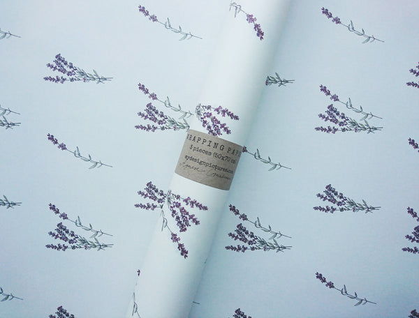 SET OF 3 pieces LAVENDER pure white wrapping paper
