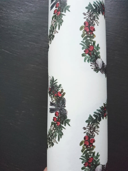 SET OF 3 pieces CHRISTMAS WREATH white wrapping paper