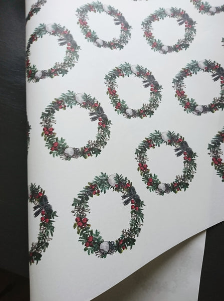 Christmas wreath white wrapping paper