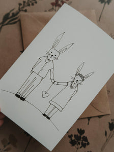 Bunnies couple, folded card