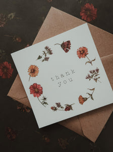 Thank you card, square flat card