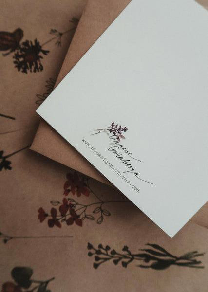 Deep pink floral card, folded card