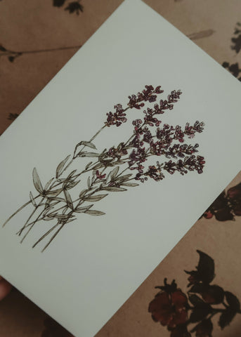 Lavender card, folded card