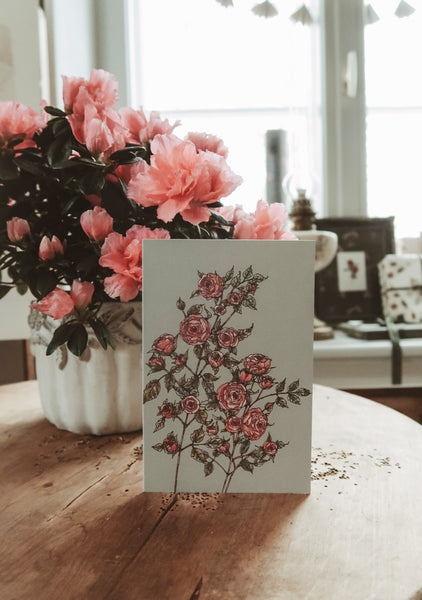 Small roses card, folded card