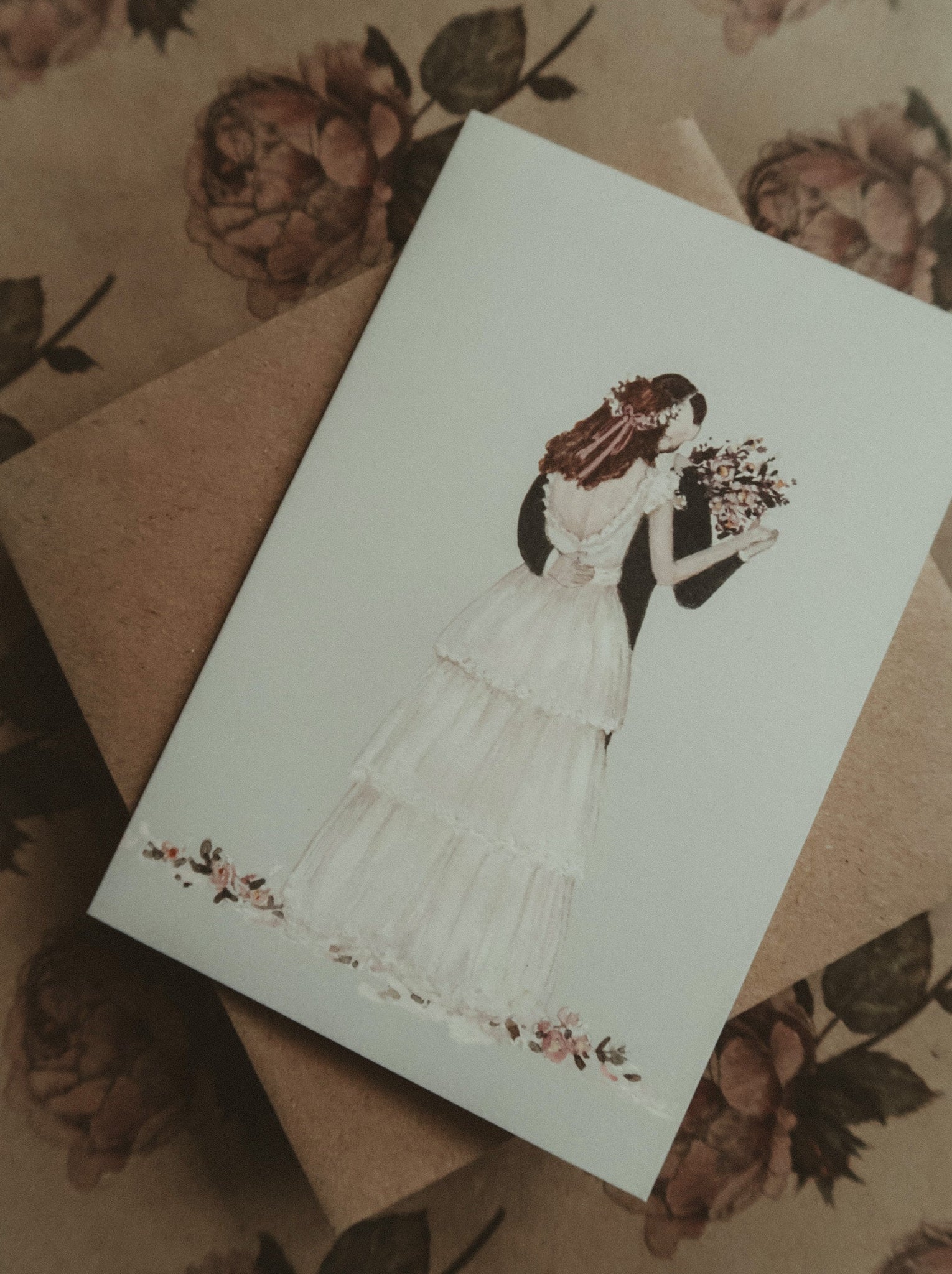 Wedding couple card, folded card