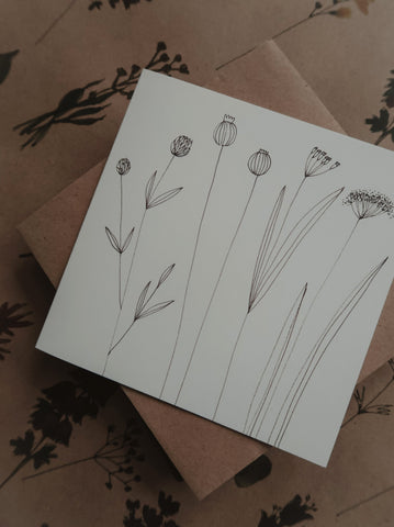 Graphical floral card, folded card