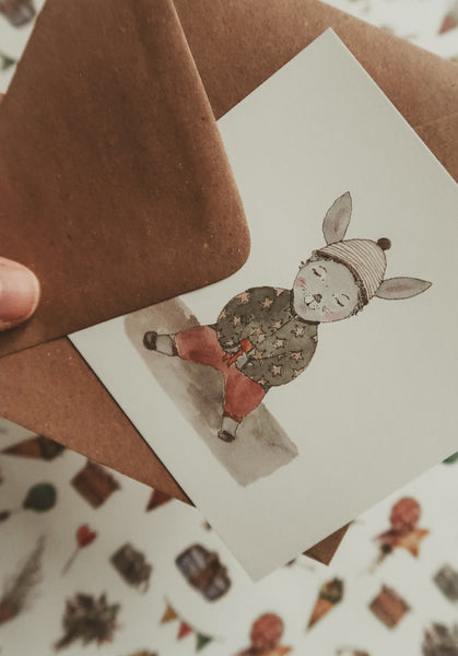 Little Bunny boy card, square flat card