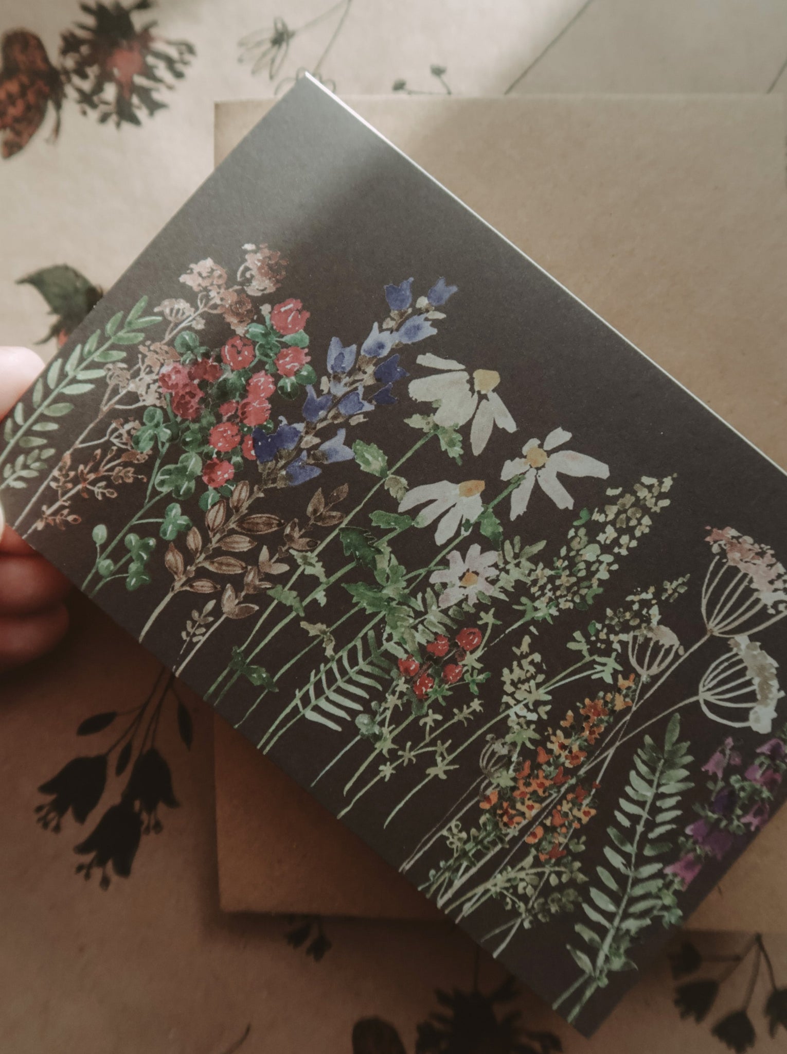 Meadow flowers card, folded card