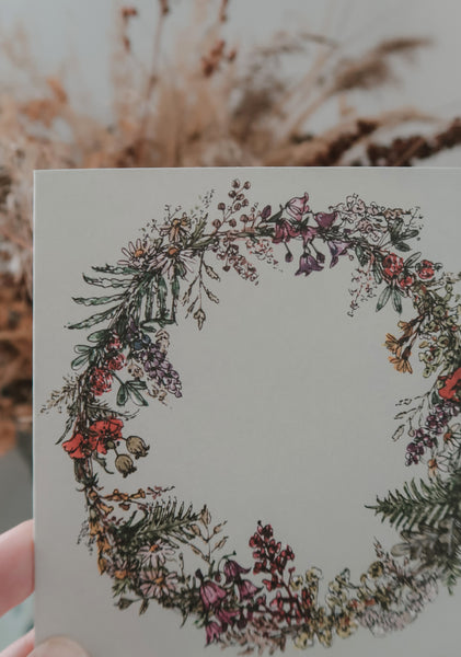 Meadow flowers wreath, folded card