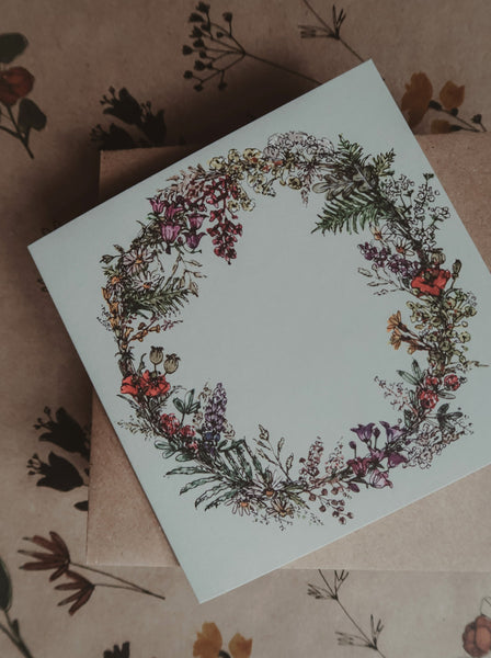 Meadow flowers wreath, folded card