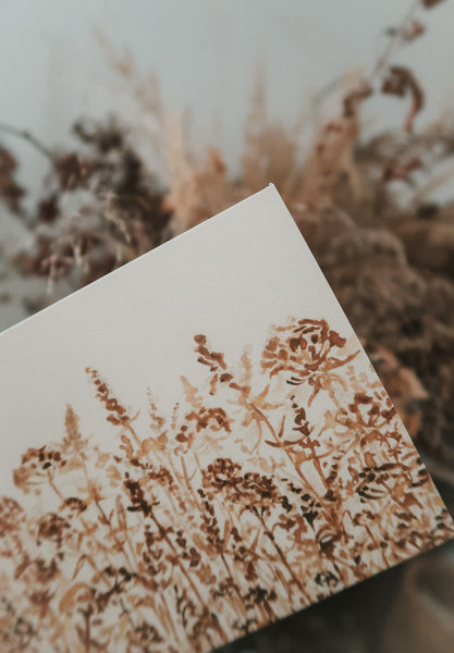 Rustic brown meadow, postcard