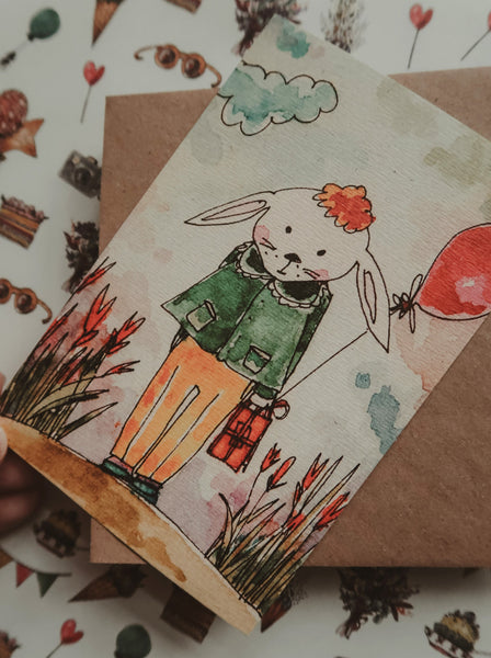 Birthday bunny, postcard