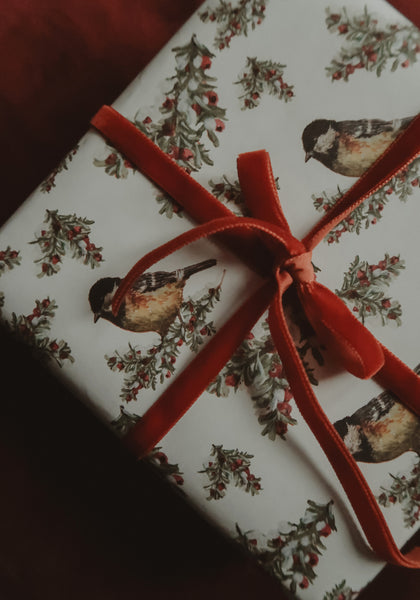 Tit bird white wrapping paper