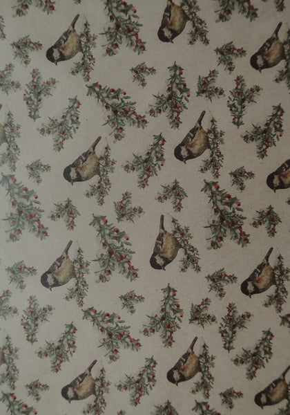 SET OF 3 pieces Tit bird kraft wrapping paper