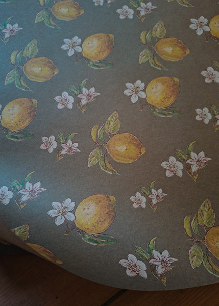 SET OF 3 pieces LEMONS kraft wrapping paper