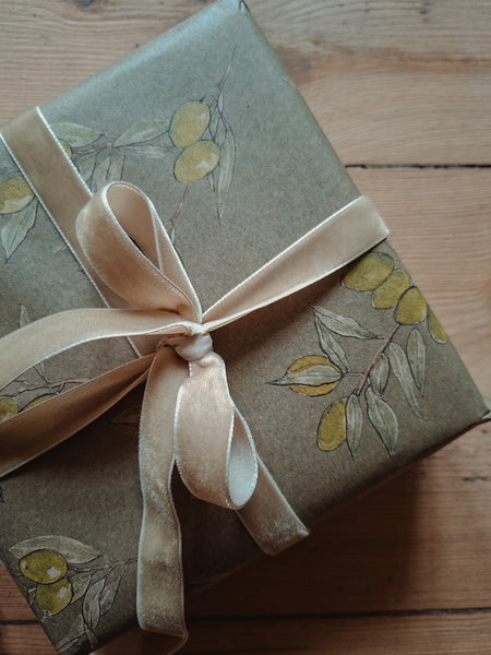 SET OF 3 pieces OLIVES kraft wrapping paper