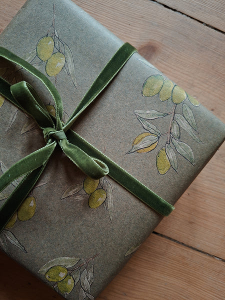 SET OF 3 pieces OLIVES kraft wrapping paper