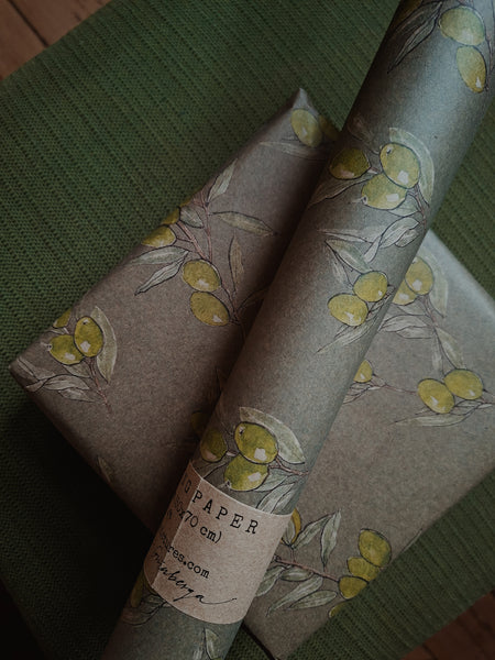 SET OF 3 pieces OLIVES kraft wrapping paper