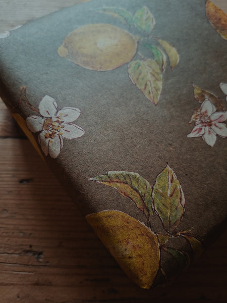 SET OF 3 pieces LEMONS kraft wrapping paper