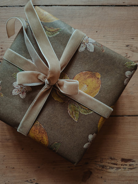 SET OF 3 pieces LEMONS kraft wrapping paper