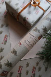 SET OF 3 pieces BUNNY WITH TREE kraft wrapping paper