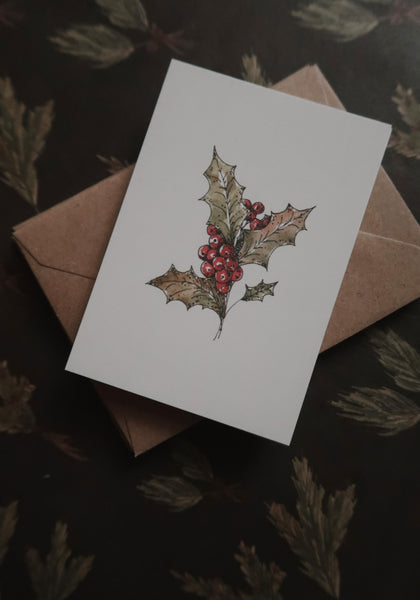 Winter floral/small flat card