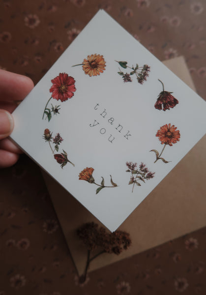 Thank you card, square flat card