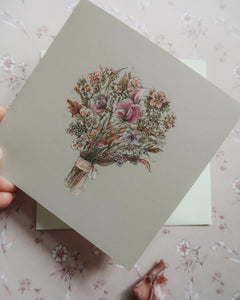 Bouquet with sweat peas, folded card