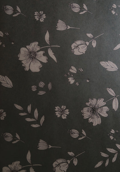 FLORAL gray blue kraft wrapping paper