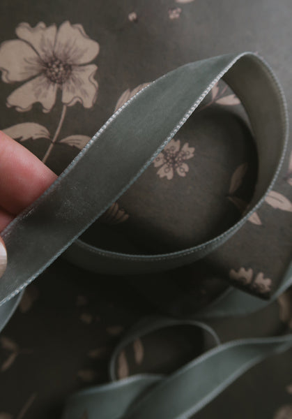FLORAL gray blue kraft wrapping paper