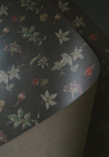 SET OF 3 pieces BOTANICAL kraft wrapping paper