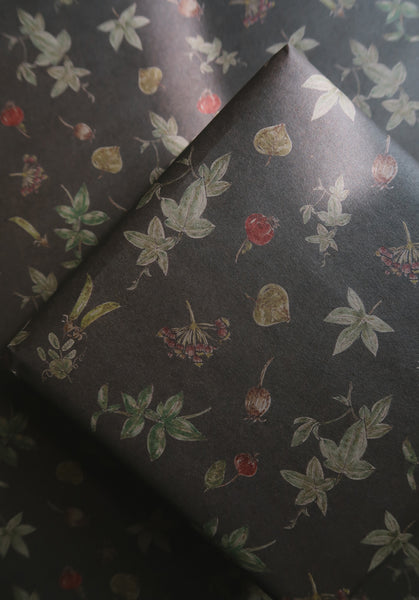SET OF 3 pieces BOTANICAL kraft wrapping paper