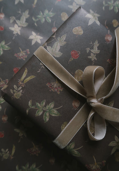 SET OF 3 pieces BOTANICAL kraft wrapping paper