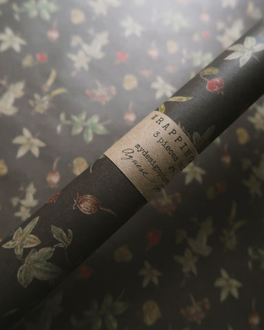 SET OF 3 pieces BOTANICAL kraft wrapping paper