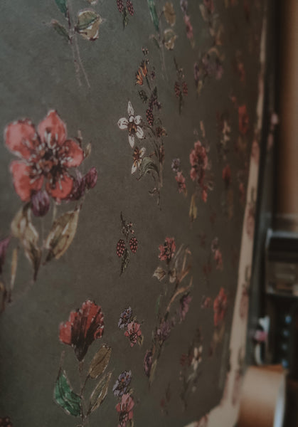 Flowers on dark gray kraft wrapping paper